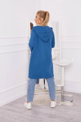 Bluza Narzutka ocieplana z kapturem jeansowa  