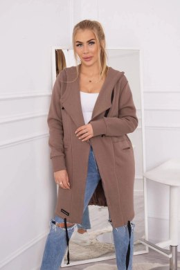 Bluza Narzutka ocieplana z kapturem mocca  