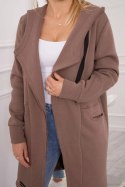 Bluza Narzutka ocieplana z kapturem mocca  