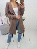 Bluza Narzutka ocieplana z kapturem mocca  