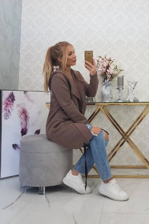 Bluza Narzutka ocieplana z kapturem mocca Bluza Narzutka ocieplana z kapturem mocca