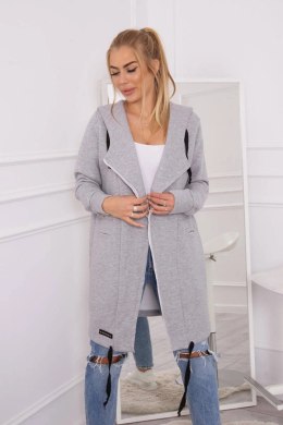 Bluza Narzutka ocieplana z kapturem szara  