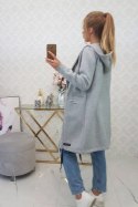 Bluza Narzutka ocieplana z kapturem szara  
