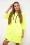 Sukienka z kapturem żółty neon  