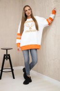 Bluza ocieplana Malibu biały+pomarańczowy  