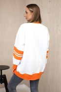 Bluza ocieplana Malibu biały+pomarańczowy  