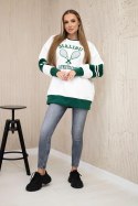 Bluza ocieplana Malibu ecru+ ciemno zielony  