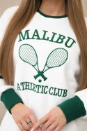 Bluza ocieplana Malibu ecru+ ciemno zielony  