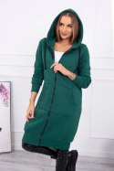 Bluza ocieplana długa z kapturem ciemno zielona  