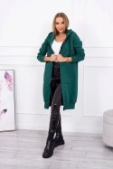 Bluza ocieplana długa z kapturem ciemno zielona  