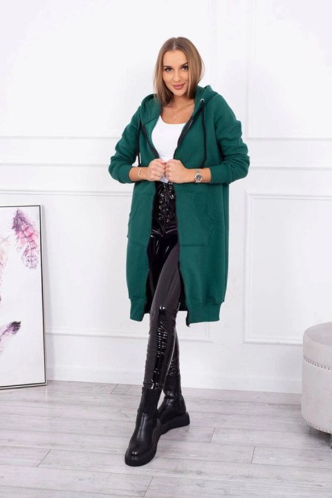 Bluza ocieplana długa z kapturem ciemno zielona Bluza ocieplana długa z kapturem ciemno zielona