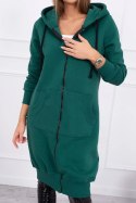 Bluza ocieplana długa z kapturem ciemno zielona  