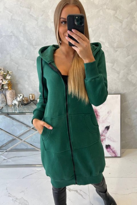 Bluza ocieplana długa z kapturem ciemno zielona Bluza ocieplana długa z kapturem ciemno zielona
