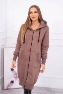 Bluza ocieplana długa z kapturem mocca  