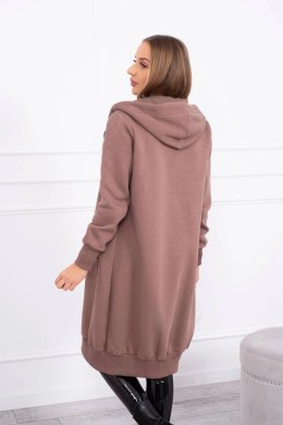 Bluza ocieplana długa z kapturem mocca  