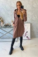 Bluza ocieplana długa z kapturem mocca  