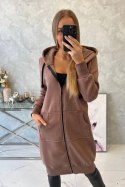 Bluza ocieplana długa z kapturem mocca  
