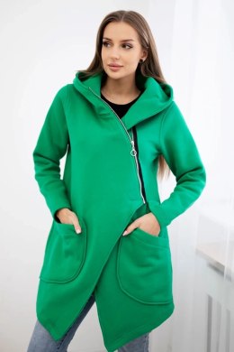 Bluza ocieplana z asymetrycznym suwakiem jasno zielona  