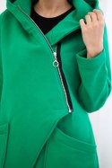 Bluza ocieplana z asymetrycznym suwakiem jasno zielona  
