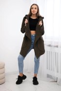 Bluza ocieplana z asymetrycznym suwakiem khaki  