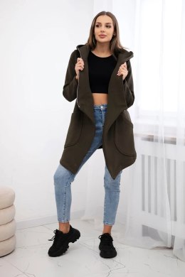 Bluza ocieplana z asymetrycznym suwakiem khaki  