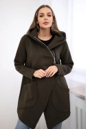 Bluza ocieplana z asymetrycznym suwakiem khaki  