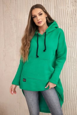 Bluza ocieplana z długim tyłem i kapturem zielona  