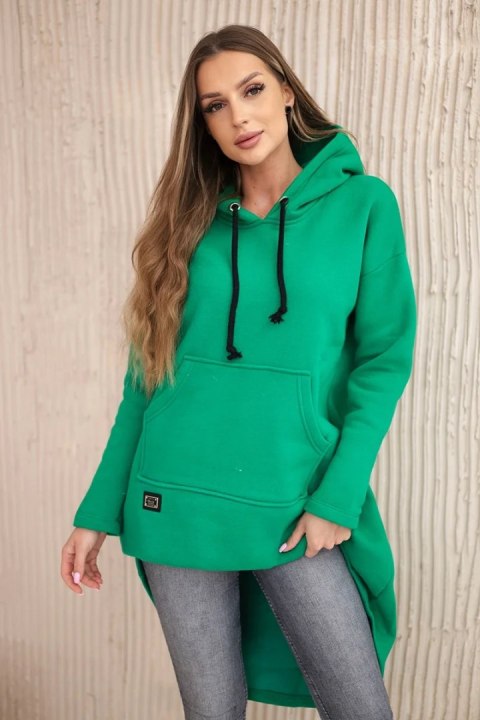 Bluza ocieplana z długim tyłem i kapturem zielona Bluza ocieplana z długim tyłem i kapturem zielona
