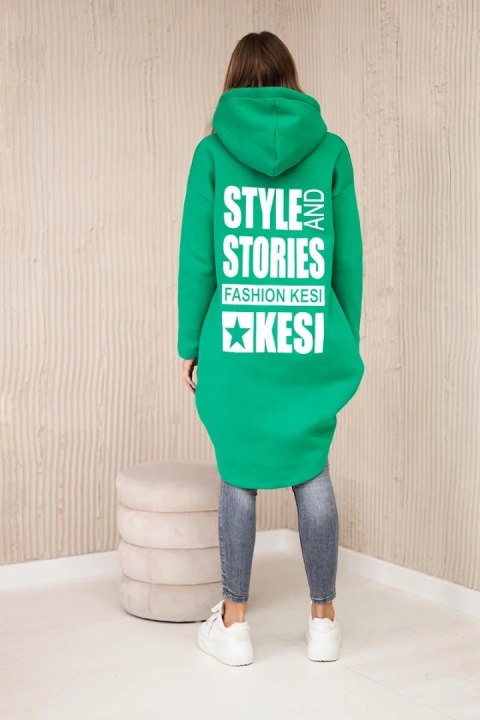 Bluza ocieplana z długim tyłem i kapturem zielona Bluza ocieplana z długim tyłem i kapturem zielona