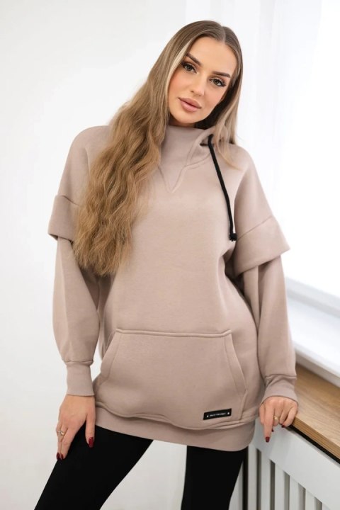 Bluza ocieplana z półgolfem ciemno beżowa  