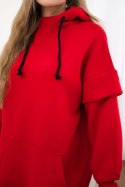 Bluza ocieplana z półgolfem czerwona  
