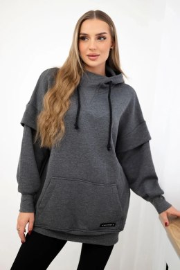 Bluza ocieplana z półgolfem grafitowa  