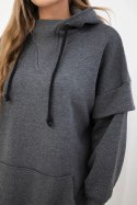 Bluza ocieplana z półgolfem grafitowa  