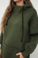 Bluza ocieplana z półgolfem khaki  