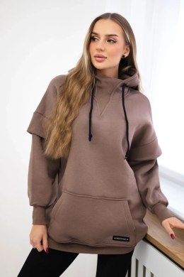 Bluza ocieplana z półgolfem mocca  