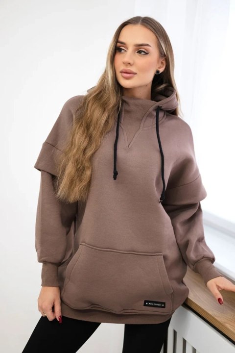 Bluza ocieplana z półgolfem mocca  