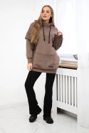 Bluza ocieplana z półgolfem mocca  
