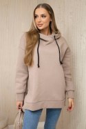 Bluza ocieplana z suwakiem na boku ciemno beżowa  
