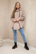 Bluza ocieplana z suwakiem na boku ciemno beżowa  
