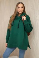 Bluza ocieplana z suwakiem na boku ciemno zielona  