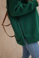 Bluza ocieplana z suwakiem na boku ciemno zielona  