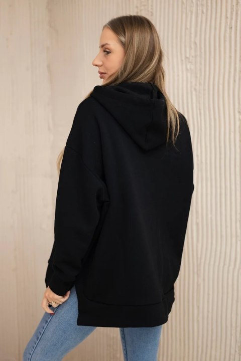 Bluza ocieplana z suwakiem na boku czarna Bluza ocieplana z suwakiem na boku czarna