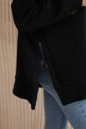 Bluza ocieplana z suwakiem na boku czarna  