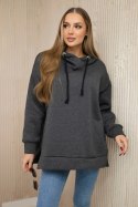 Bluza ocieplana z suwakiem na boku grafitowa  