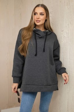 Bluza ocieplana z suwakiem na boku grafitowa  
