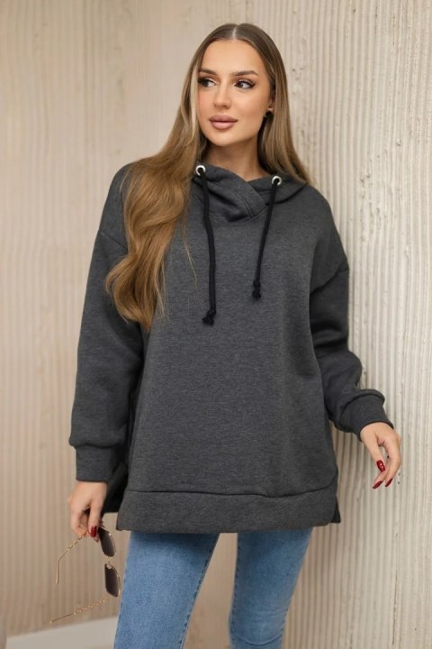 Bluza ocieplana z suwakiem na boku grafitowa  
