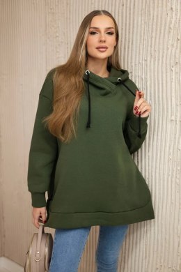 Bluza ocieplana z suwakiem na boku khaki  