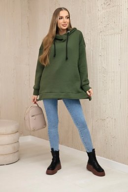 Bluza ocieplana z suwakiem na boku khaki  