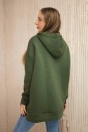 Bluza ocieplana z suwakiem na boku khaki  