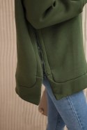 Bluza ocieplana z suwakiem na boku khaki  